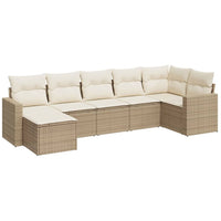 Set Divani da Giardino 7 pz con Cuscini Beige in Polyrattan 3251615