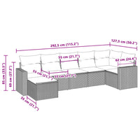 Set Divani da Giardino 7pz con Cuscini Grigio Chiaro Polyrattan 3251619