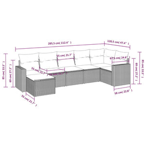 Set Divani da Giardino 7pz con Cuscini Grigio Chiaro Polyrattan 3251619