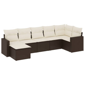 Set Divani da Giardino 7 pz con Cuscini Marrone in Polyrattan 3251620