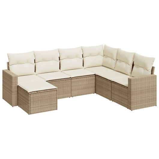 Set Divani da Giardino 7 pz con Cuscini Beige in Polyrattancod mxl 87268