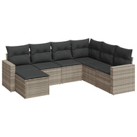 Set Divani da Giardino 7pz con Cuscini Grigio Chiaro Polyrattan 3251639