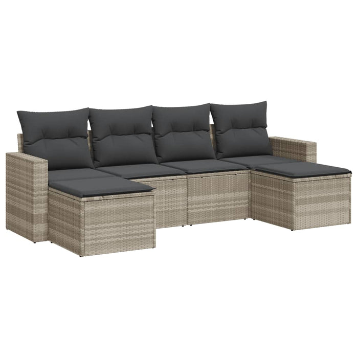 Set Divano da Giardino 6pz con Cuscini Grigio Chiaro Polyrattan 3251659