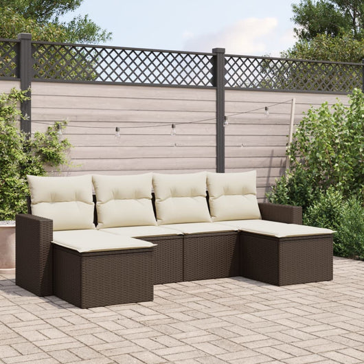 Set Divano da Giardino 6 pz con Cuscini Marrone in Polyrattan 3251660