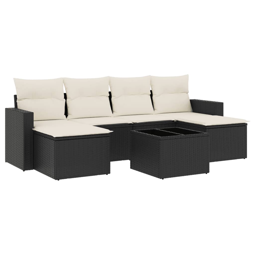 Set Divani da Giardino con Cuscini 7pz Nero Polyrattan 3251663