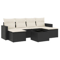 Set Divani da Giardino con Cuscini 7pz Nero Polyrattan 3251663