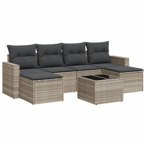 Set Divani da Giardino 7pz con Cuscini Grigio Chiaro Polyrattan 3251669