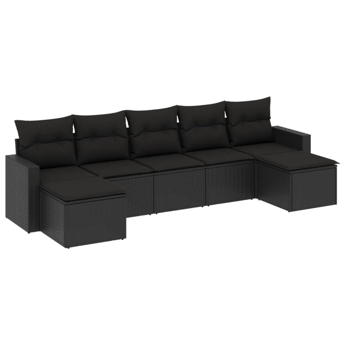 Set Divani da Giardino con Cuscini 7pz Nero Polyrattan 3251672