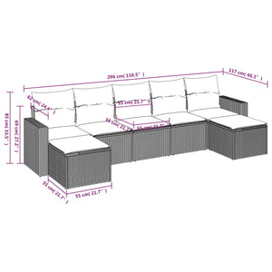 Set Divani da Giardino con Cuscini 7pz Nero Polyrattan 3251672