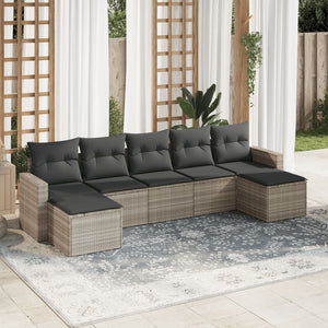 Set Divani da Giardino 7pz con Cuscini Grigio Chiaro Polyrattan 3251679