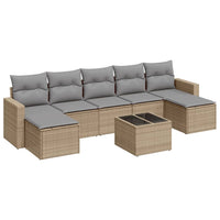 Set Divano da Giardino 8 pz con Cuscini Beige in Polyrattan 3251686