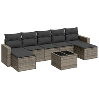 Set Divano da Giardino 8 pz con Cuscini Grigio in Polyrattan 3251687