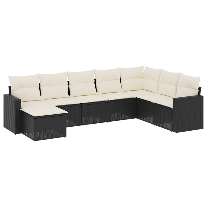 Set Divani da Giardino con Cuscini 8 pz Nero in Polyrattan 3251693