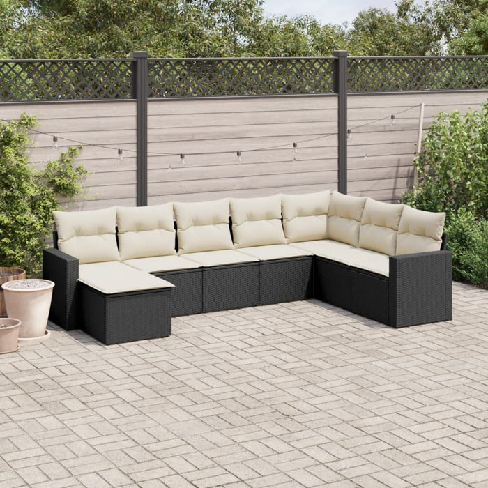 Set Divani da Giardino con Cuscini 8 pz Nero in Polyrattan 3251693