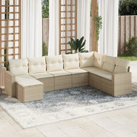 Set Divano da Giardino 8 pz con Cuscini Beige in Polyrattancod mxl 114469