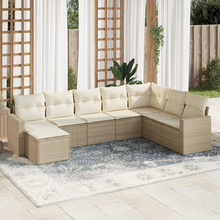 Set Divano da Giardino 8 pz con Cuscini Beige in Polyrattancod mxl 114469