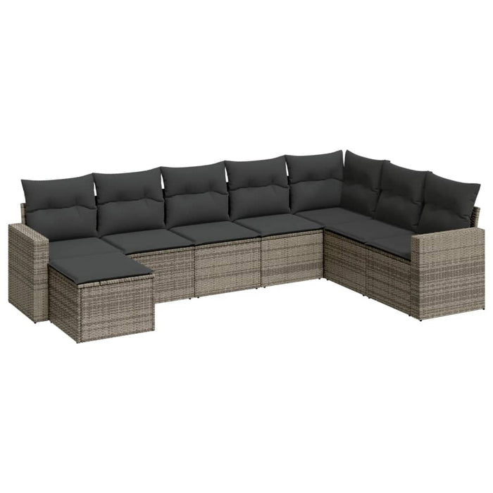 Set Divano da Giardino 8 pz con Cuscini Grigio in Polyrattan 3251697