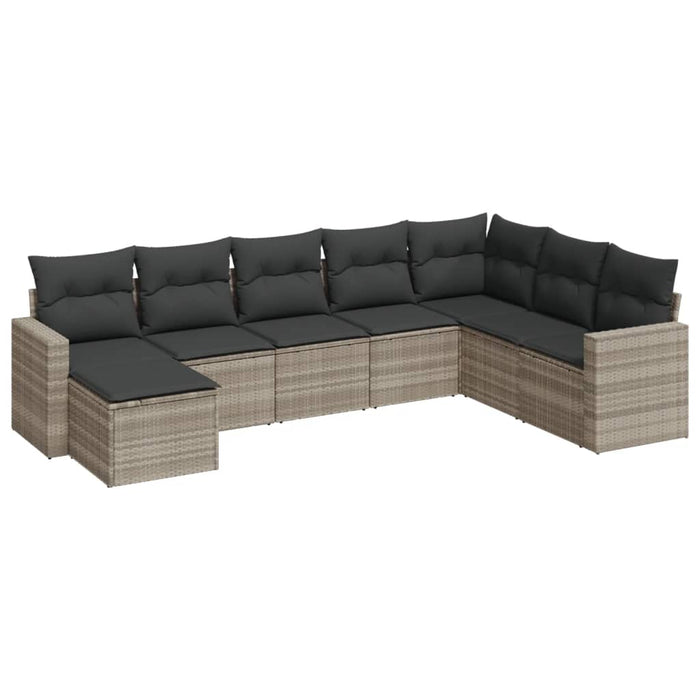 Set Divano da Giardino 8pz con Cuscini Grigio Chiaro Polyrattan 3251699