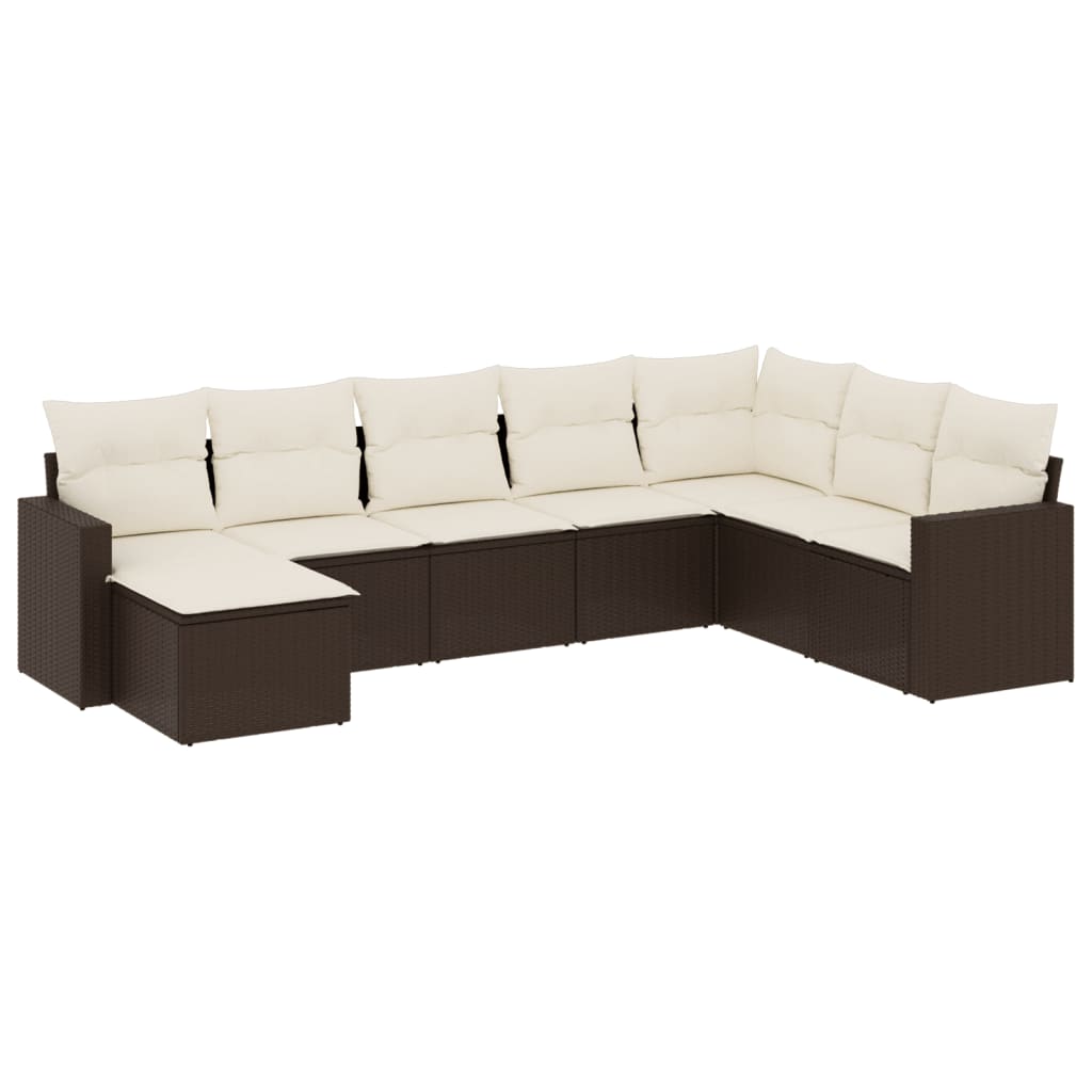 Set Divani da Giardino 8 pz con Cuscini Marrone in Polyrattan 3251700