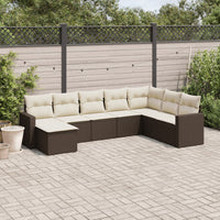 Set Divani da Giardino 8 pz con Cuscini Marrone in Polyrattan 3251700