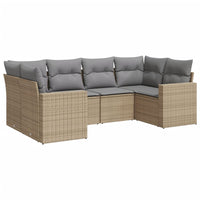 Set Divano da Giardino 6 pz con Cuscini Beige in Polyrattan 3251716