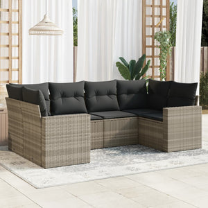 Set Divano da Giardino 6pz con Cuscini Grigio Chiaro Polyrattan 3251719