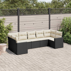 Set Divani da Giardino con Cuscini 7pz Nero Polyrattan 3251723