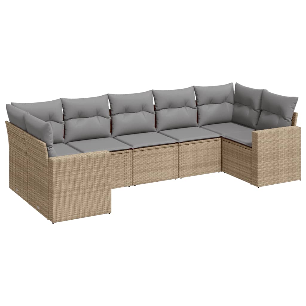 Set Divani da Giardino 7 pz con Cuscini Beige in Polyrattancod mxl 89426