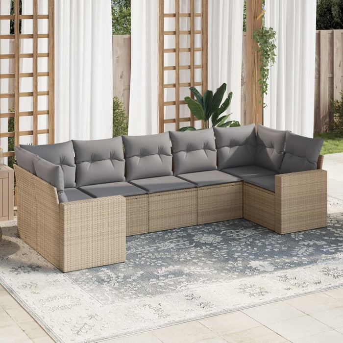 Set Divani da Giardino 7 pz con Cuscini Beige in Polyrattancod mxl 89426