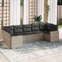 Set Divani da Giardino 7pz con Cuscini Grigio Chiaro Polyrattan 3251729