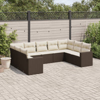 Set Divani da Giardino 9pz con Cuscini Marrone in Polyrattan 3251740