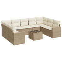 Set Divano da Giardino 10 pz con Cuscini Beige in Polyrattancod mxl 87271