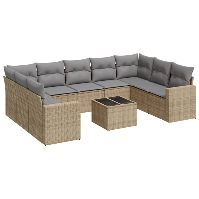 Set Divano da Giardino 10 pz con Cuscini Beige in Polyrattancod mxl 112619