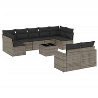 Set Divano da Giardino 10 pz con Cuscini Grigio in Polyrattancod mxl 113934