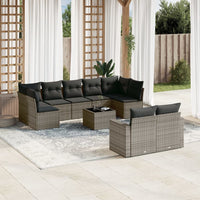 Set Divano da Giardino 10 pz con Cuscini Grigio in Polyrattancod mxl 113934