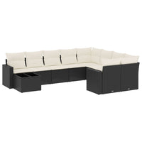 Set Divani da Giardino 10pz con Cuscini in Polyrattan Nero 3251793