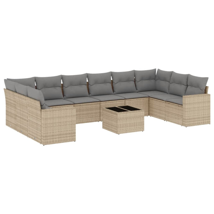 Set Divani da Giardino 11 pz con Cuscini Beige in Polyrattancod mxl 116331