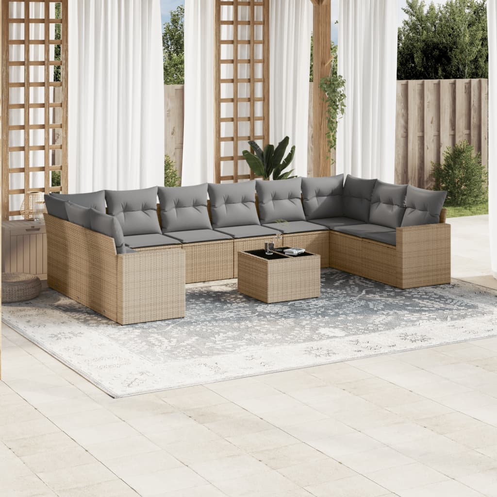 Set Divani da Giardino 11 pz con Cuscini Beige in Polyrattancod mxl 116331