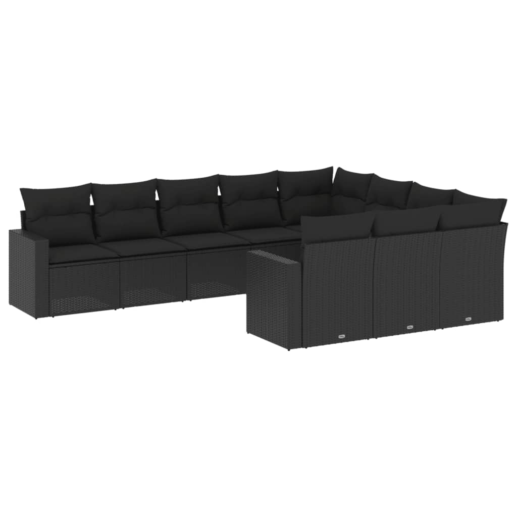 Set Divani da Giardino 10pz con Cuscini in Polyrattan Nerocod mxl 92373