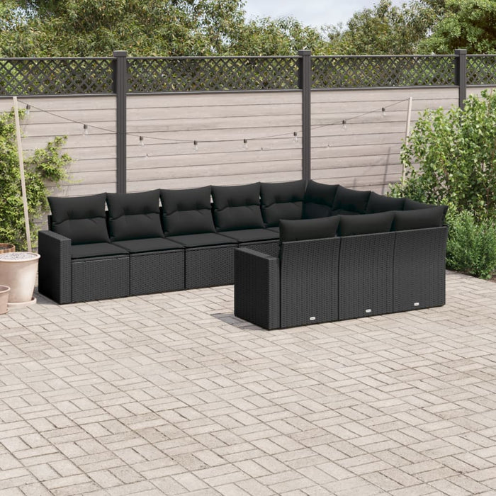 Set Divani da Giardino 10pz con Cuscini in Polyrattan Nerocod mxl 92373