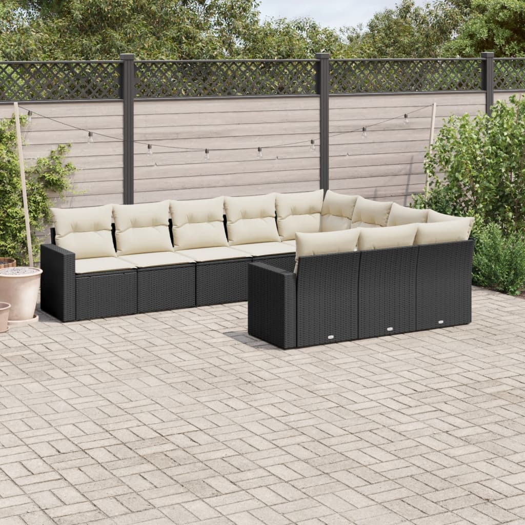 Set Divani da Giardino 10pz con Cuscini in Polyrattan Nerocod mxl 116327