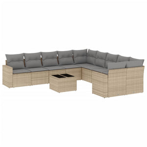 Set Divani da Giardino 11 pz con Cuscini Beige in Polyrattancod mxl 112744