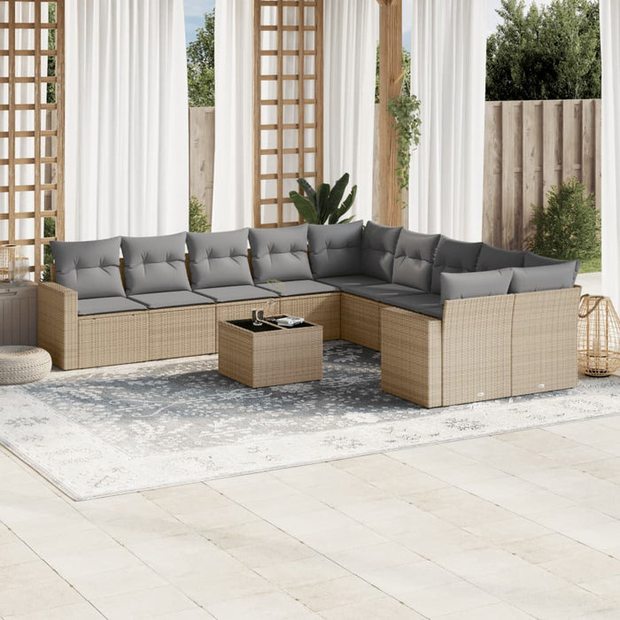 Set Divani da Giardino 11 pz con Cuscini Beige in Polyrattancod mxl 112744