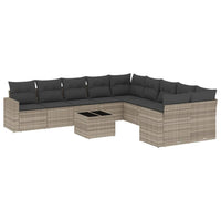 Set Divani da Giardino 11 pz con Cuscini in Polyrattan Grigio 3251859