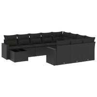 Set Divani da Giardino 11 pz con Cuscini in Polyrattan Nero 3251862