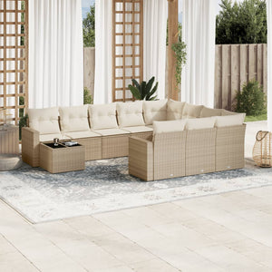 Set Divani da Giardino 11 pz con Cuscini Beige in Polyrattan 3251865