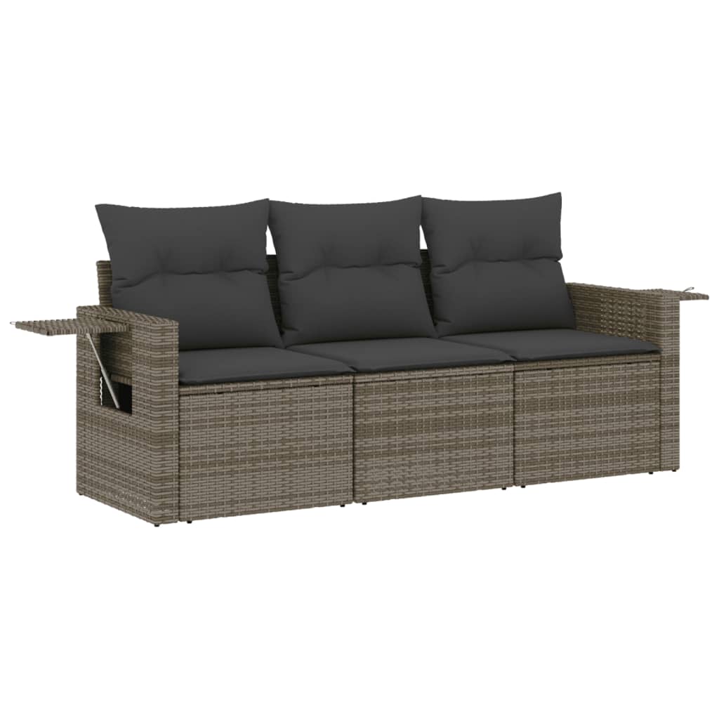 Set Divani da Giardino 3 pz con Cuscini Grigio in Polyrattan 3252197