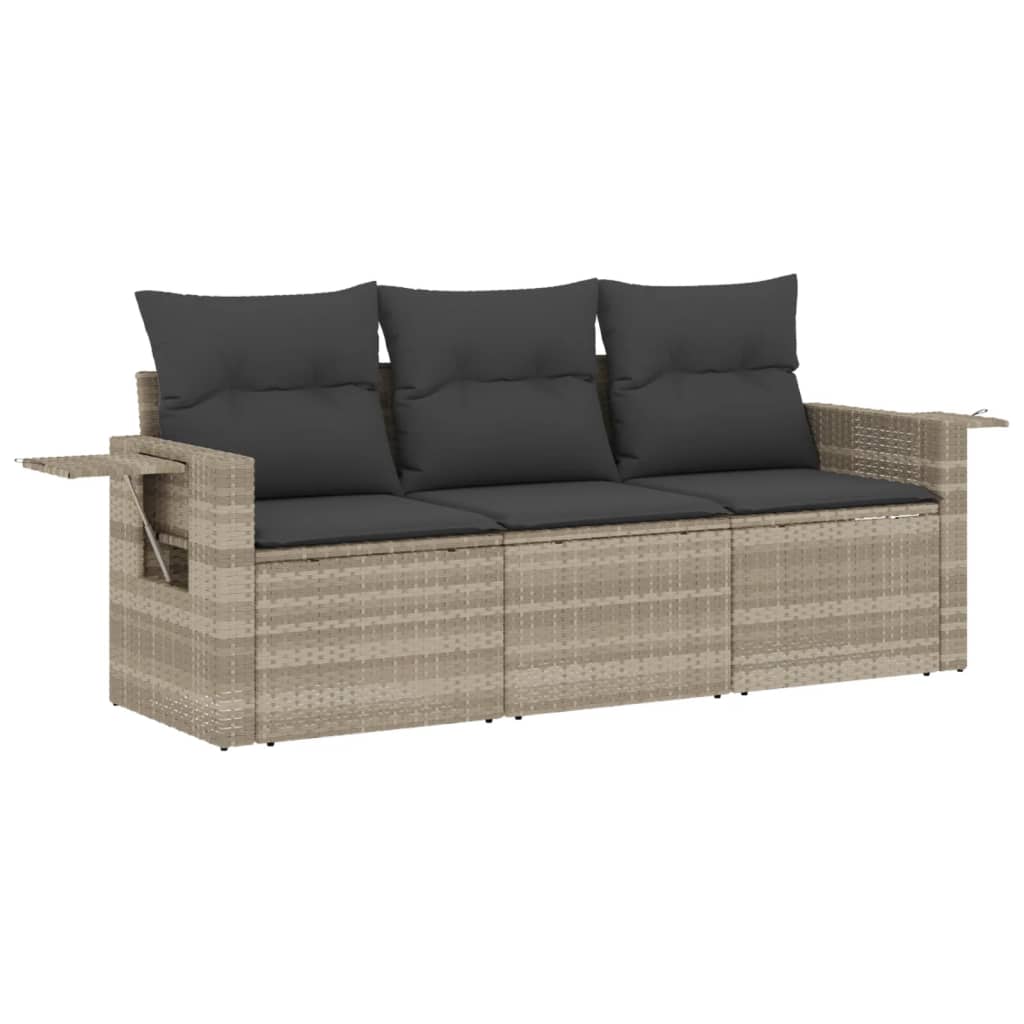 Set Divano da Giardino 3pz con Cuscini Grigio Chiaro Polyrattan 3252199