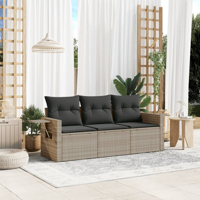 Set Divano da Giardino 3pz con Cuscini Grigio Chiaro Polyrattan 3252199