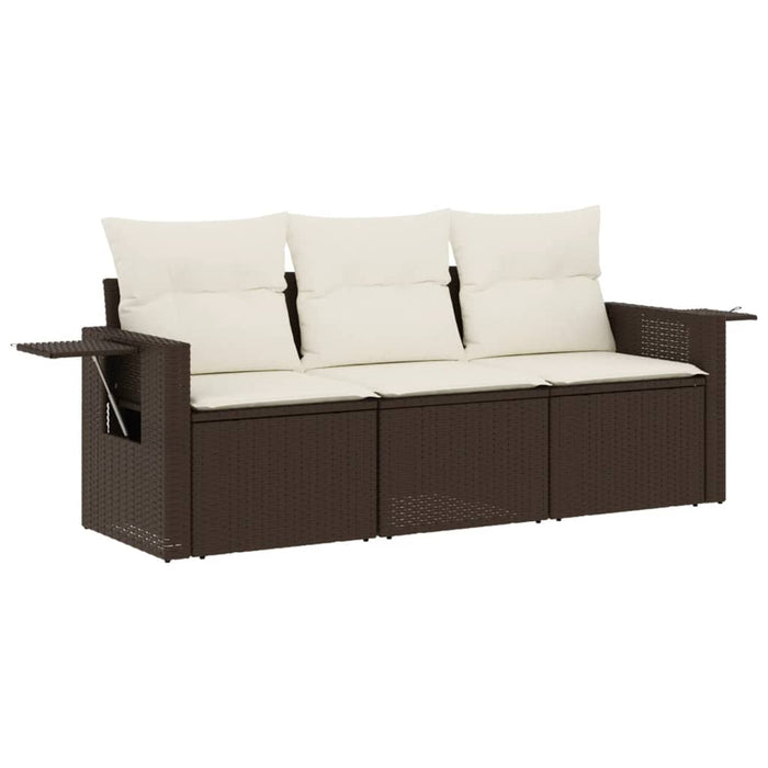 Set Divano da Giardino 3 pz con Cuscini Marrone in Polyrattan 3252200